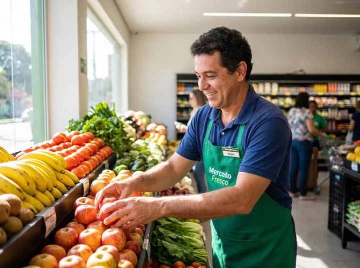 Banca de hortifrúti em loja